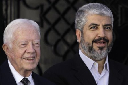 Jimmy Carter with Hamas leader Khaled Meshaal.