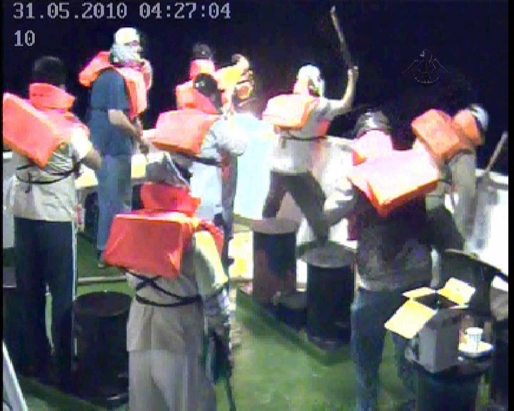 Footage taken from the Mavi Marmara security cameras shows the activists preparing to attack IDF soldiers.