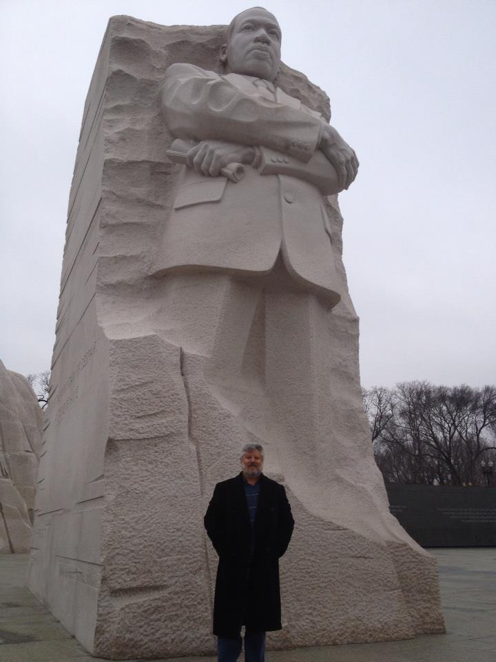 Gershon Baskin in Front of a Statue of Martin Luther King Jr.