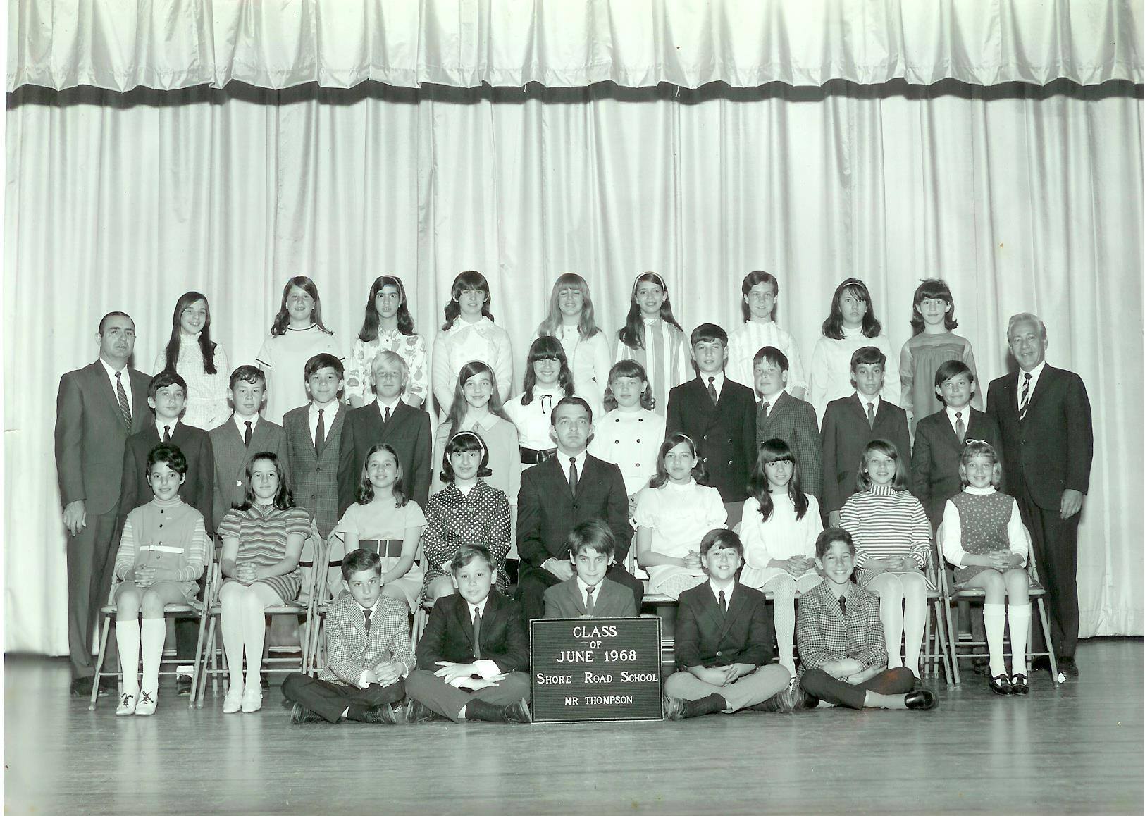 Gershon Baskin (sitting in front row, second from right) in his 6th Grade photo at the Shore Road Elementary Bellmore, LI (South Shore). His teacher is Gerald Thompson.
