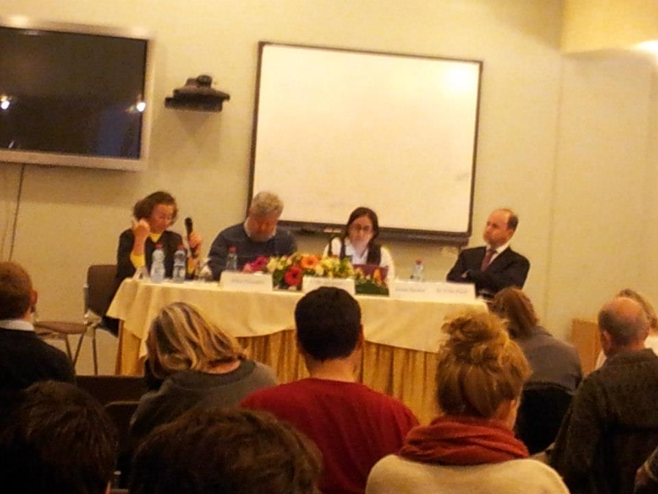 Hiba Husseini, Gershon Baskin, Riman Barakat and Dr. Firas Raad discussing the Role of Third Parties in Israel and Palestine