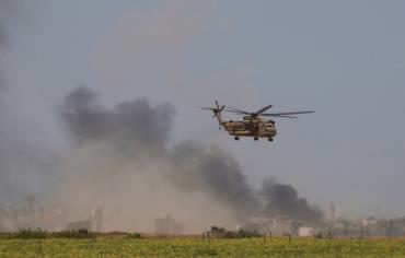 A HELICOPTER evacuates wounded from Gaza to a hospital. Photo: REUTERS