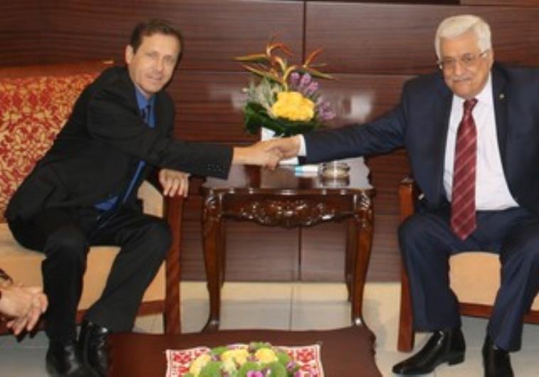 Opposition leader Isaac Herzog (Labor) met with PA President Mahmoud Abbas. (photo credit:Ran Aharon)