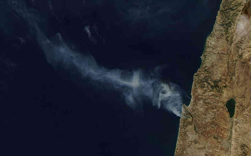 A view of the Carmel Fire from NASA's Aqua satellite taken on December 3, 2010