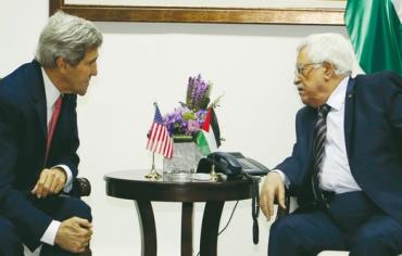 US Secretary of State John Kerry meets with Palestinian President Mahmoud Abbas. US Secretary of State John Kerry meets with Palestinian President Mahmoud Abbas. Photo: REUTERS