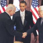 TRY AND TRY AGAIN. The summit in September 2009. Obama had urged then for both sides to start talks Obama, Netanyahu and Abbas,. (photo credit:Associated Press)