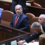 Netanyahu in the Knesset with Ya'alon, Lapid and others, December 3, 2014. (photo credit:MARC ISRAEL SELLEM)